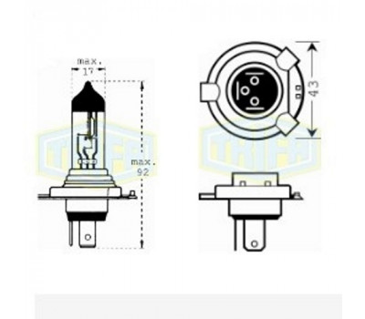 Лампа автомобильная  Галогенная лампа для фары Trifa H4 12V 60/55W PRIME (51661)