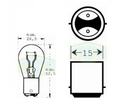 Лампа автомобильная   Лампа для стоп-сигналов и проблесковых маячков Trifa 12V 21/5W BA15d (00364)