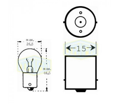 Лампа автомобильная   Лампа для стоп-сигналов и проблесковых маячков Trifa 6V 18W BA15s (00370)