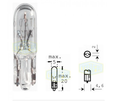 Лампа автомобильная с клиновидним цоколем Trifa 12V 1,5W W 2x4,6d (01707)