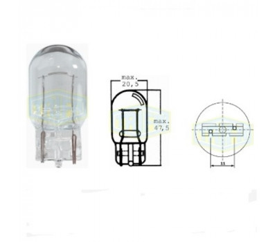 Лампа автомобильная с клиновидним цоколем Trifa 12V W21W W 3x16d (01781)