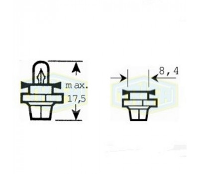 Лампа автомобильная с клиновидним цоколем Trifa 12V 1,2W BX8,4d (02718)