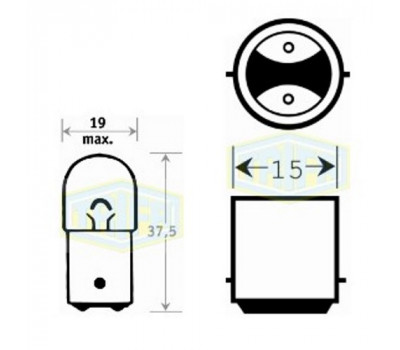Лампа автомобильная Сферичная лампа Trifa 24V R10W BA 15d (01316)